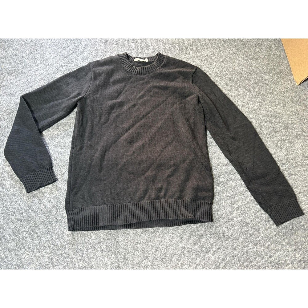 Everlane Sweater Mens S Black Organic Cotton Crew Neck Knit Pullover Long Sleeve